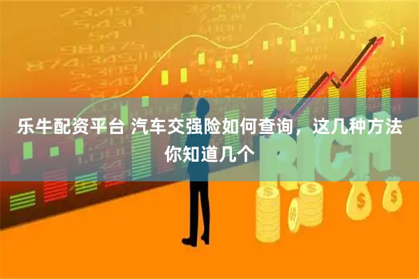 乐牛配资平台 汽车交强险如何查询，这几种方法你知道几个